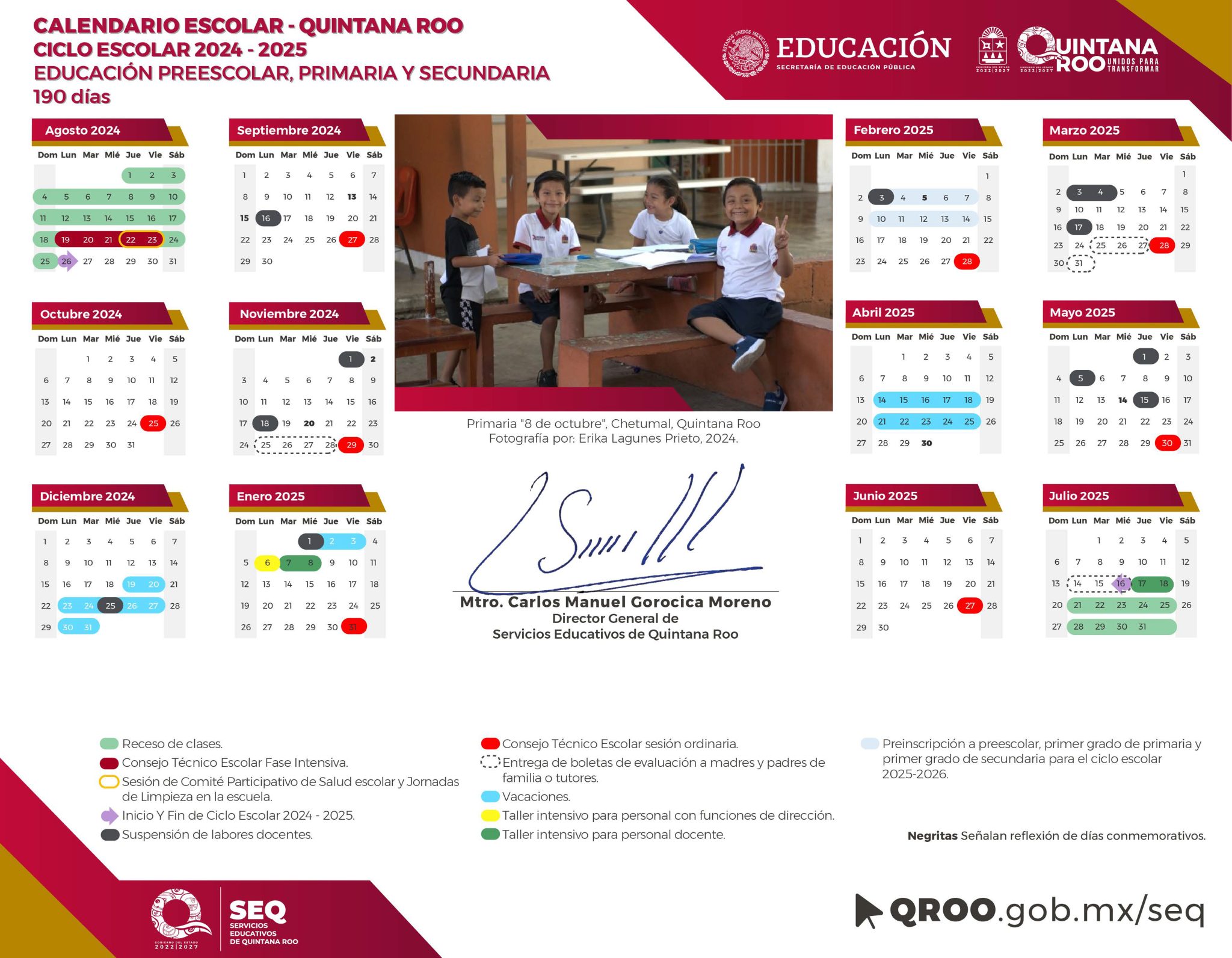 Calendario Escolar 20242025 Quintana Roo Secretaría de Educación de